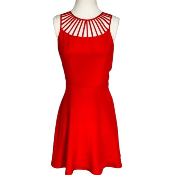 Parker Silk Dress Size Medium Sarah Red Fit & Flare Coquette Party Date Night - Picture 2 of 12